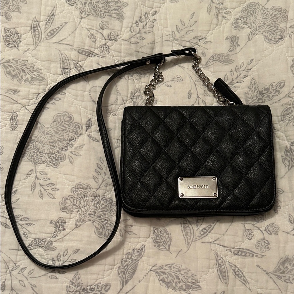 Nine West Black Quilted Crossbody Bag